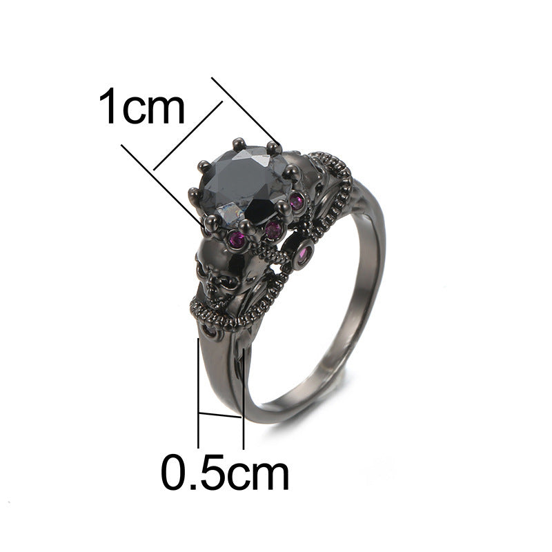 Luxurious Skull Ring For Women In Electroplated Copper With Zircon Inlay