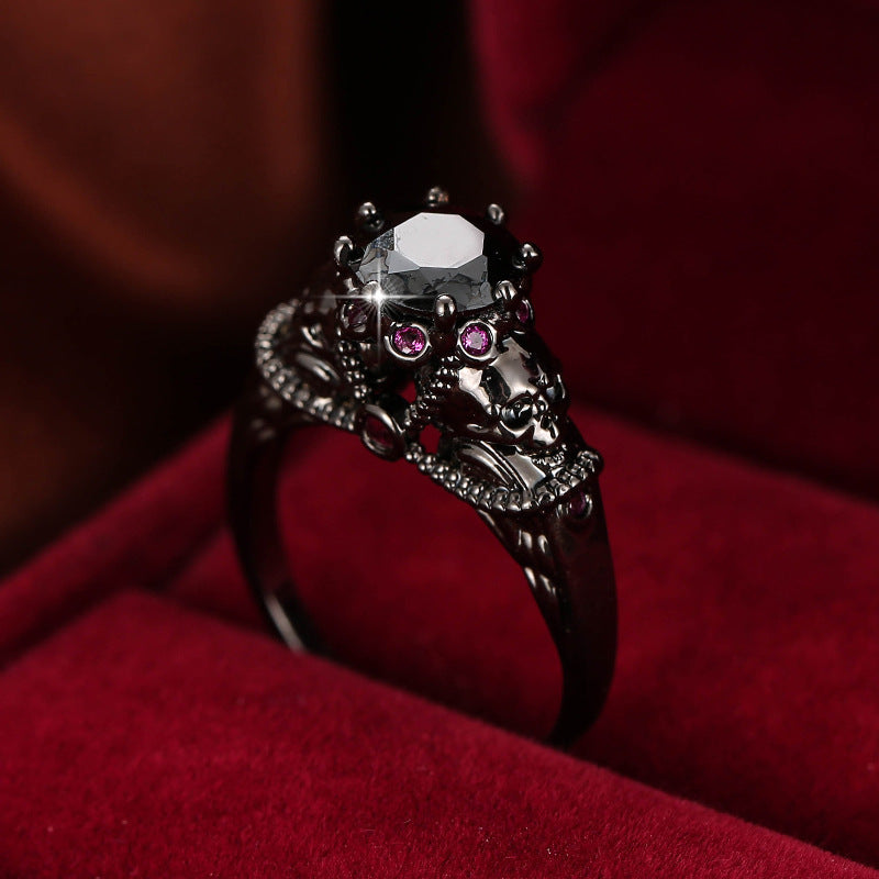 Luxurious Skull Ring For Women In Electroplated Copper With Zircon Inlay