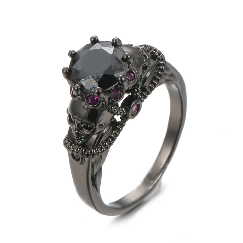 Luxurious Skull Ring For Women In Electroplated Copper With Zircon Inlay