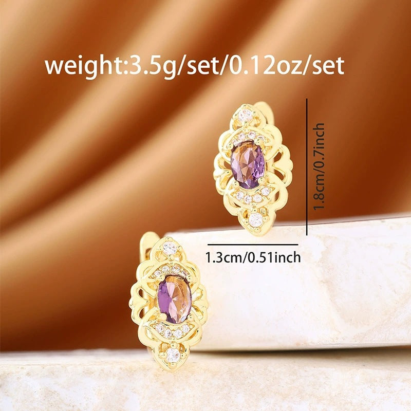 Irregular Stud Earrings For Women Featuring Copper Posts And Zircon Inlay