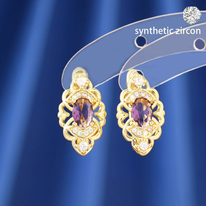 Irregular Stud Earrings For Women Featuring Copper Posts And Zircon Inlay
