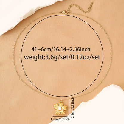 Pastoral Flowers Pendant Necklace For Women In Copper With Electroplated Finish And Cable Chain