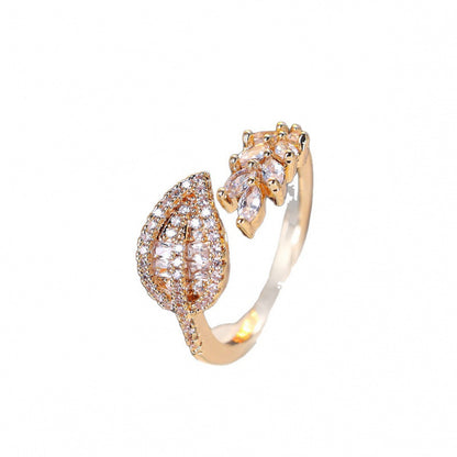 Elaborate Copper Leaves Ring For Women In Pastoral Style, 1 PCS Package