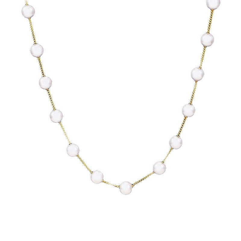 Luxurious Pearl Necklace For Women With Imitation Pearl Pendant And Beaded Copper Chain