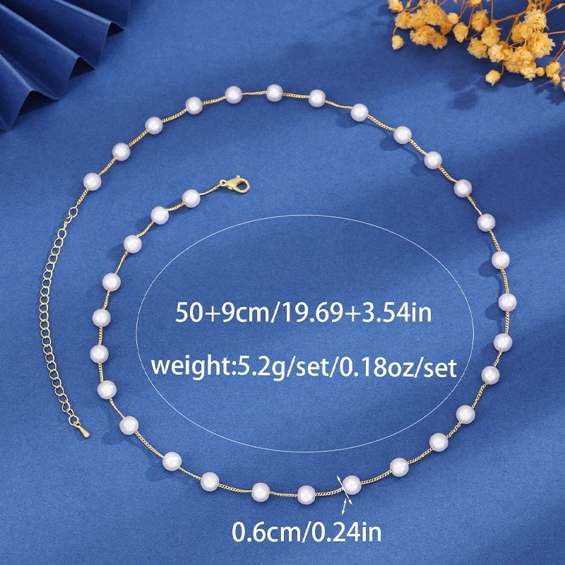 Luxurious Pearl Necklace For Women With Imitation Pearl Pendant And Beaded Copper Chain