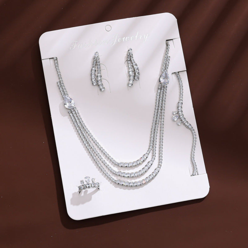 Angel Jewelry Set For Women In Electroplated Copper With Zircon Inlay, 4 Pieces