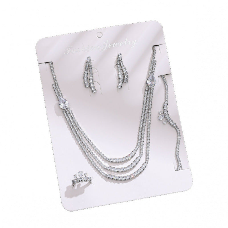 Angel Jewelry Set For Women In Electroplated Copper With Zircon Inlay, 4 Pieces