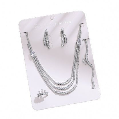 Angel Jewelry Set For Women In Electroplated Copper With Zircon Inlay, 4 Pieces