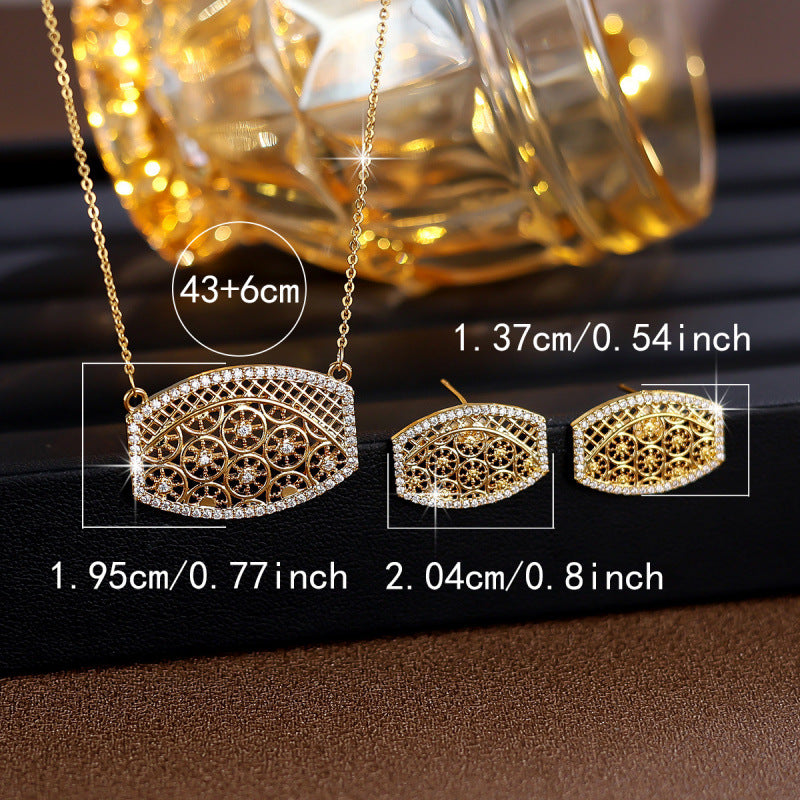 Luxurious Star Jewelry Set For Women In Electroplated Copper With Zircon Inlay