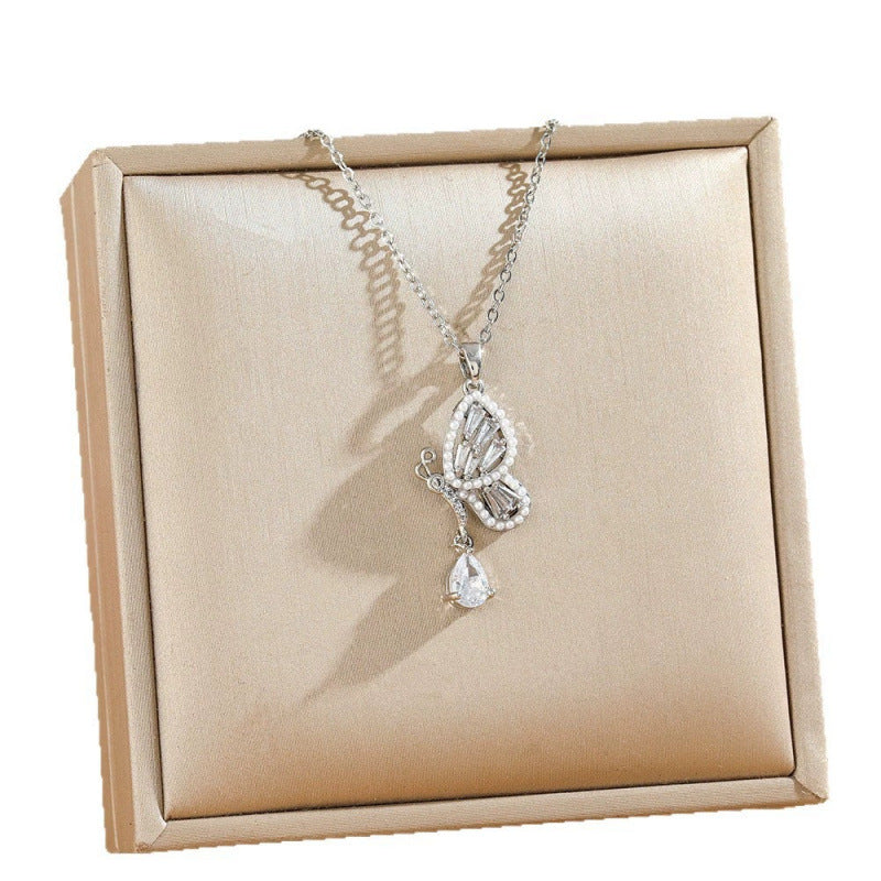 Butterfly Pendant Necklace For Women In Gold Featuring Electroplated Copper Material