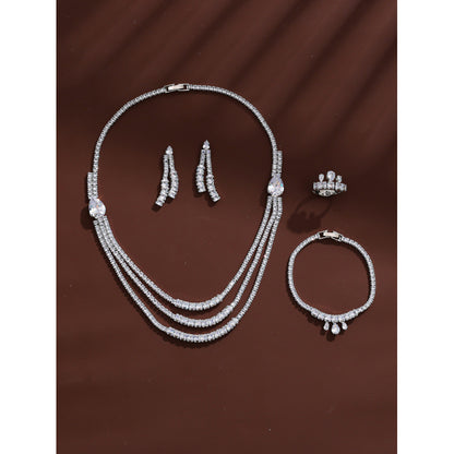 Angel Jewelry Set For Women In Electroplated Copper With Zircon Inlay, 4 Pieces