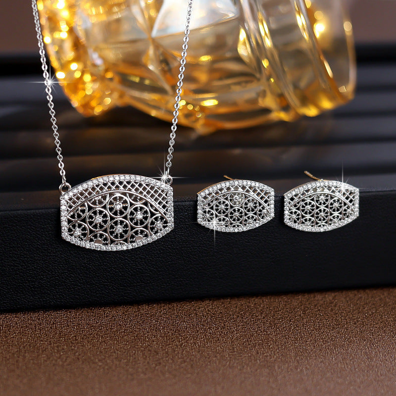 Luxurious Star Jewelry Set For Women In Electroplated Copper With Zircon Inlay