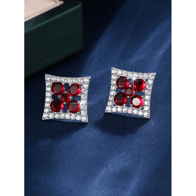 Gold Flowers Stud Earrings For Women Featuring Copper Posts And Zircon Inlay