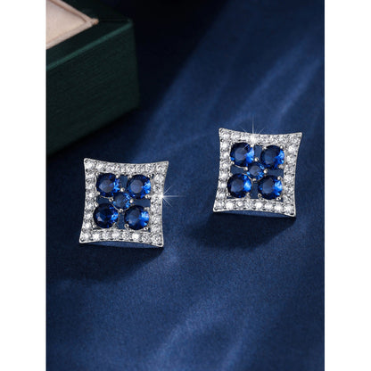 Gold Flowers Stud Earrings For Women Featuring Copper Posts And Zircon Inlay