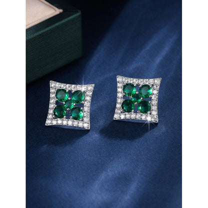 Gold Flowers Stud Earrings For Women Featuring Copper Posts And Zircon Inlay