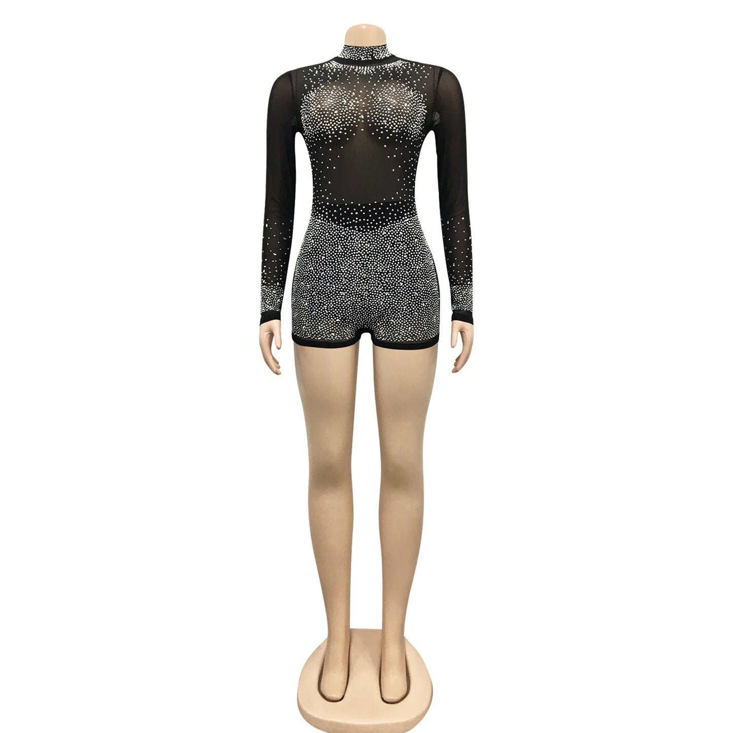 Sexy Transparent Rompers Shorts For Nightclub In See-Through Polyester Fabric
