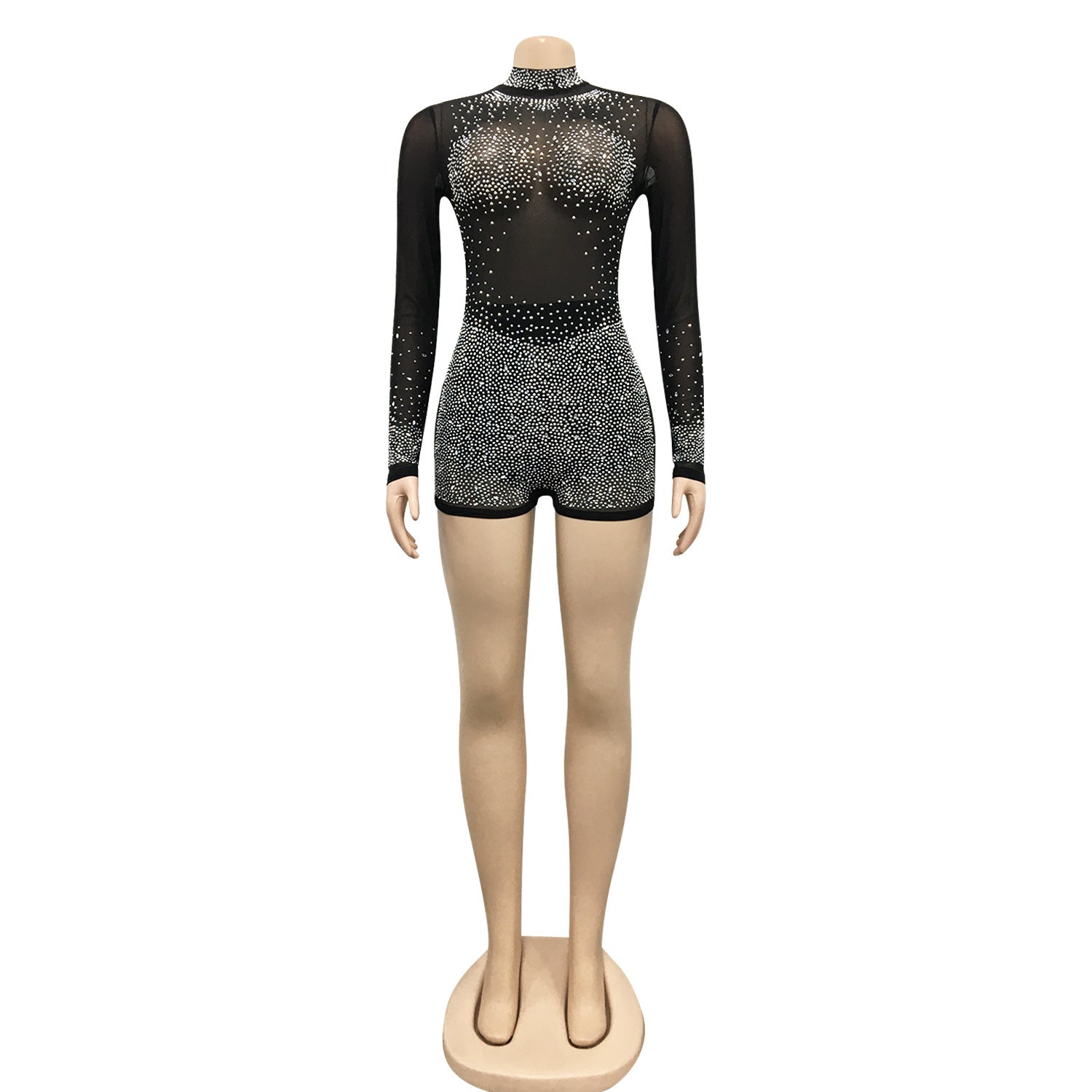 Sexy Transparent Rompers Shorts For Nightclub In See-Through Polyester Fabric
