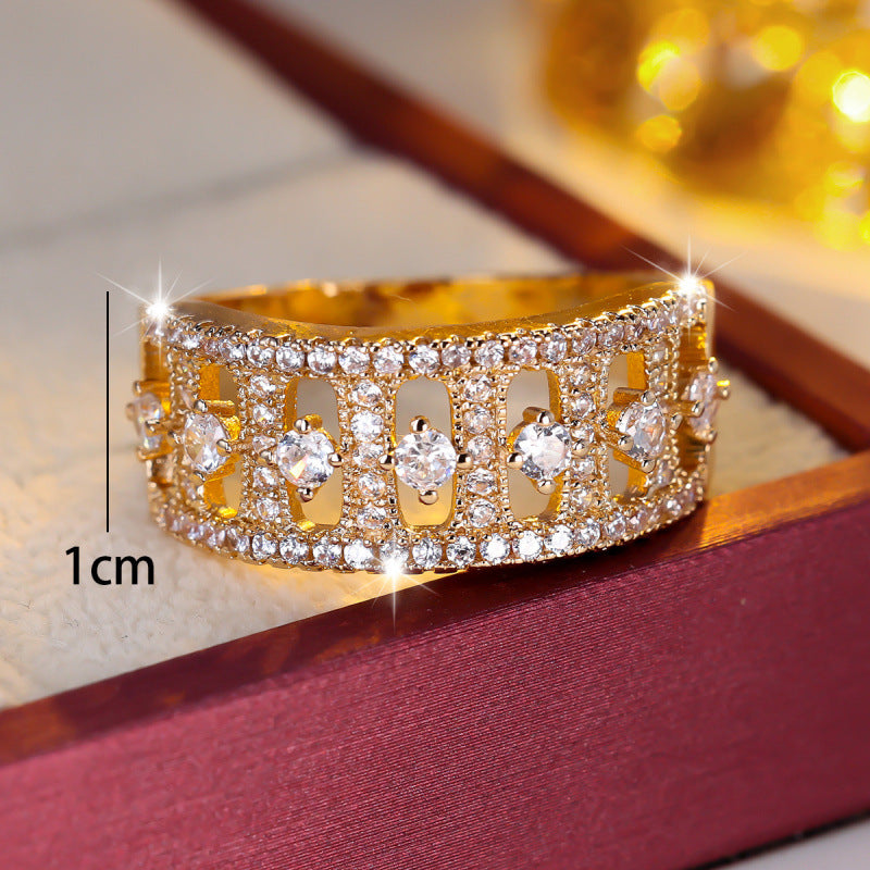 Punk Style Women’s Star Ring In Gold Copper With Zircon Inlay