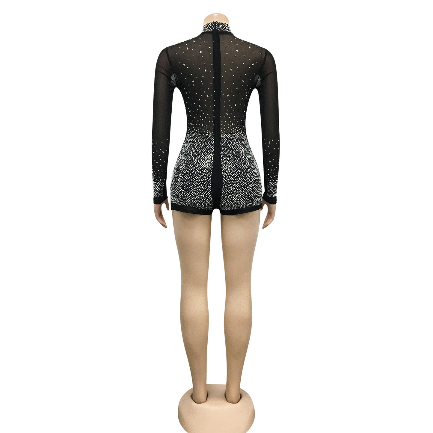 Sexy Transparent Rompers Shorts For Nightclub In See-Through Polyester Fabric