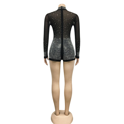 Sexy Transparent Rompers Shorts For Nightclub In See-Through Polyester Fabric