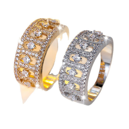 Punk Style Women’s Star Ring In Gold Copper With Zircon Inlay