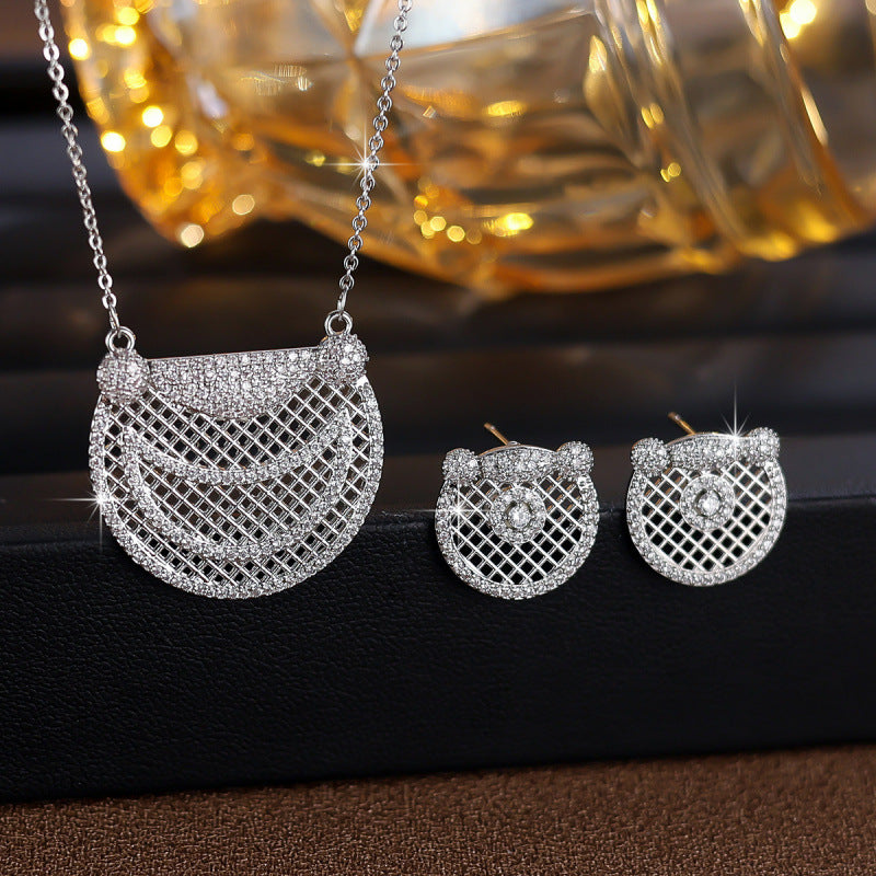 Luxurious Universe Jewelry Set For Women In Copper With Zircon Inlay, 1 Set