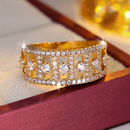 Punk Style Women’s Star Ring In Gold Copper With Zircon Inlay