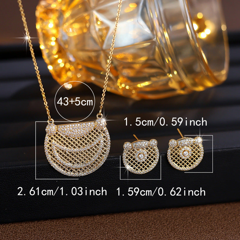 Luxurious Universe Jewelry Set For Women In Copper With Zircon Inlay, 1 Set