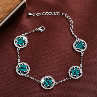 Simple Style Flowers Bracelet For Women In Copper With Electroplated Gold Plating And Zircon Inlay