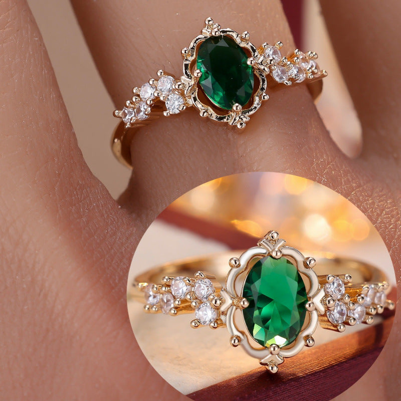 Elaborate Lace Copper Ring With Zircon Inlay In Vintage Style For Women