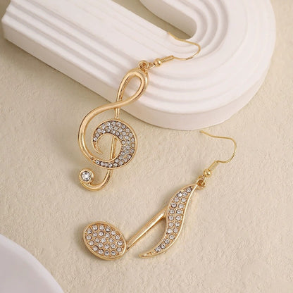 Asymmetrical Gold Stud Earrings For Women With Copper Posts And Rhinestone Inlay