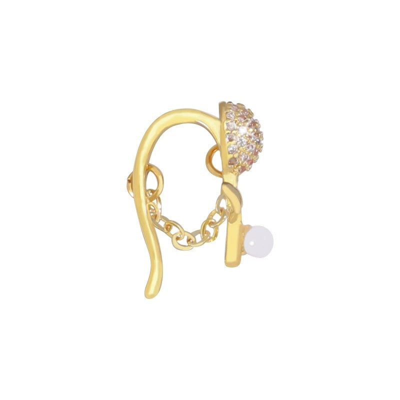 Sweet Flowers Clip Earrings For Women In Gold Copper With Zircon Inlay, Stylish Stud Earrings
