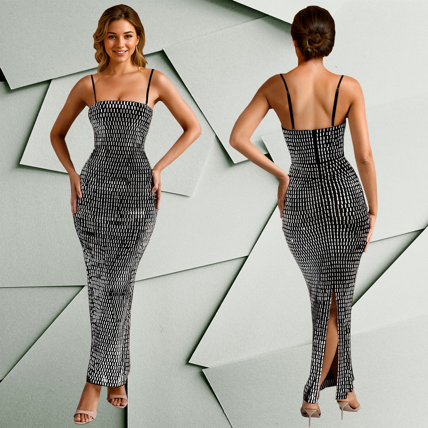 Sexy Solid Color Strap Dress For Banquet, Sleeveless Design Made With Comfortable Polyester Fabric