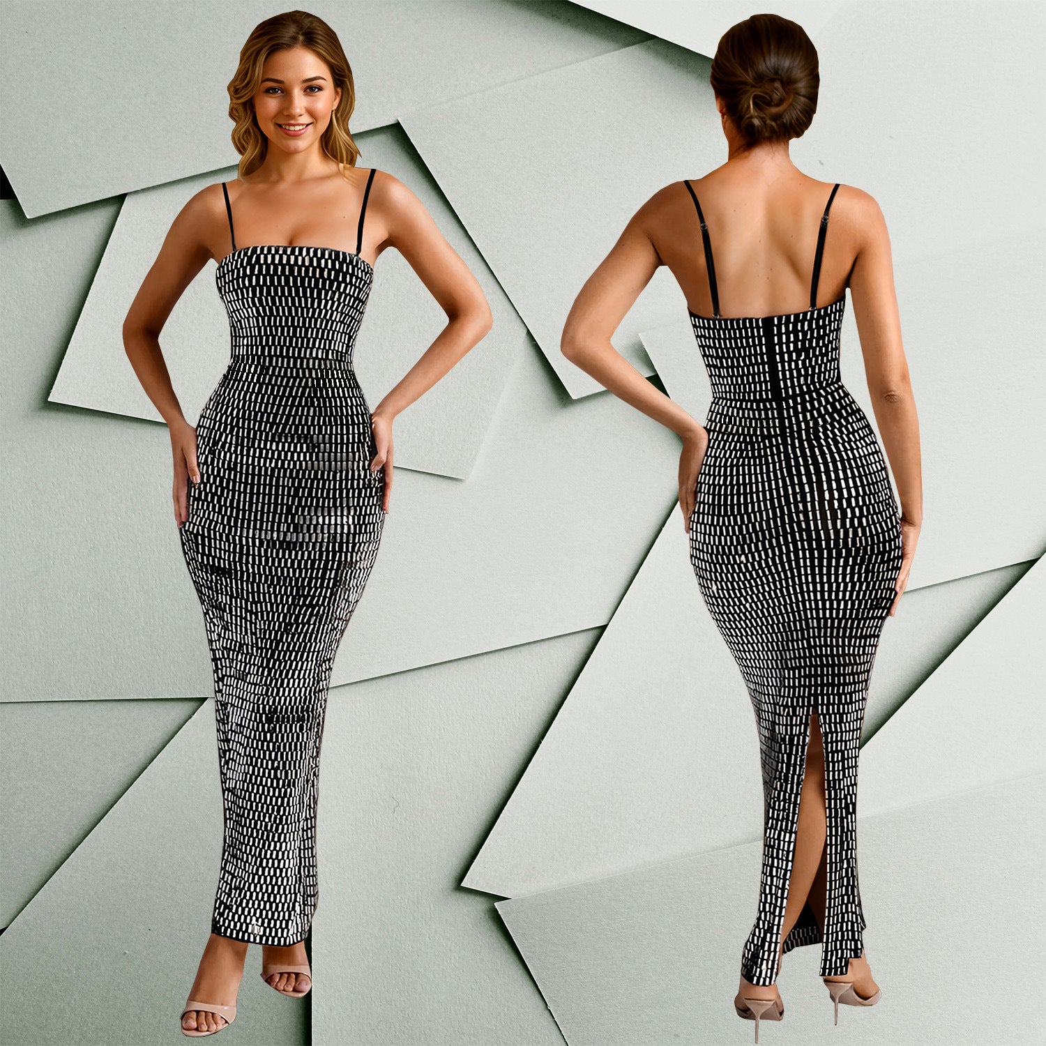 Sexy Solid Color Strap Dress For Banquet, Sleeveless Design Made With Comfortable Polyester Fabric