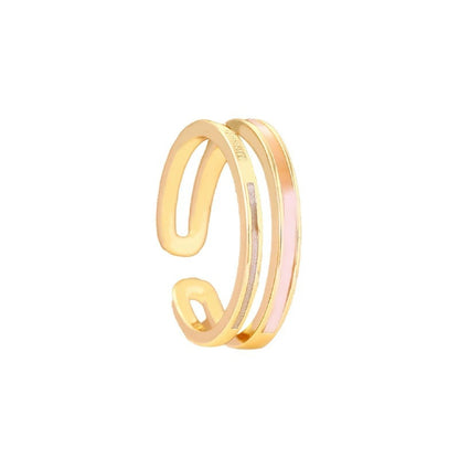 Irregular Band Ring For Women In Gold Electroplated Copper With Mother-of-Pearl Shell Inlay