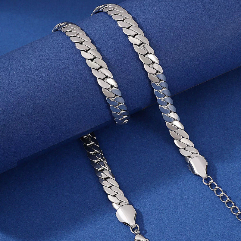 Irregular Hip-Hop Cuban Chain Link Necklace In Electroplated Copper Featuring Cuban Link Chain Curb Chain For Adults