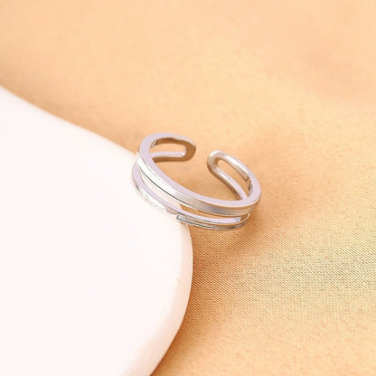 Irregular Band Ring For Women In Gold Electroplated Copper With Mother-of-Pearl Shell Inlay