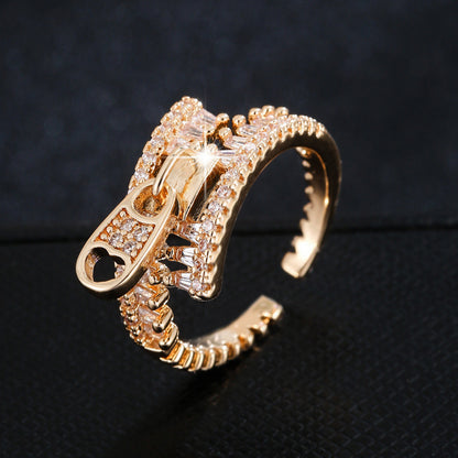 Geometric Open Rings For Women In Copper With Gold Finish, Perfect For Spring Wear