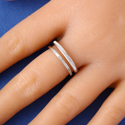 Irregular Band Ring For Women In Gold Electroplated Copper With Mother-of-Pearl Shell Inlay