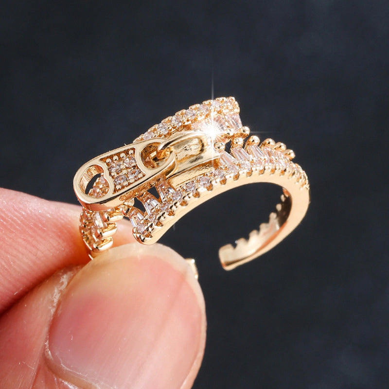 Geometric Open Rings For Women In Copper With Gold Finish, Perfect For Spring Wear