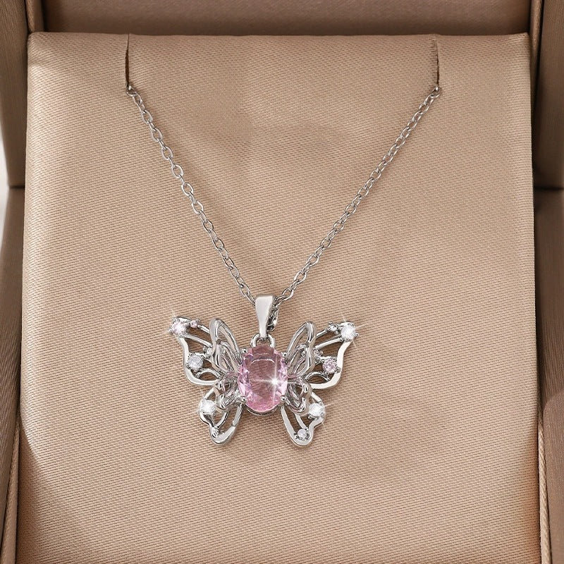 Butterfly Choker Necklace For Women With Copper Cable Chain, Electroplated Finish, And Copper Pendant