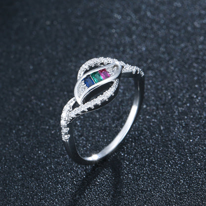 Rainbow Electroplated Copper Ring For Women Featuring Zircon Inlay