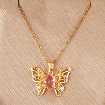 Butterfly Choker Necklace For Women With Copper Cable Chain, Electroplated Finish, And Copper Pendant