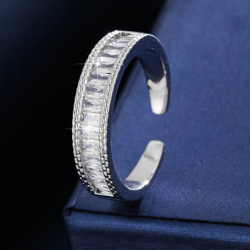 O-Shape Open Ring For Women In Gold Copper With Zircon Inlay