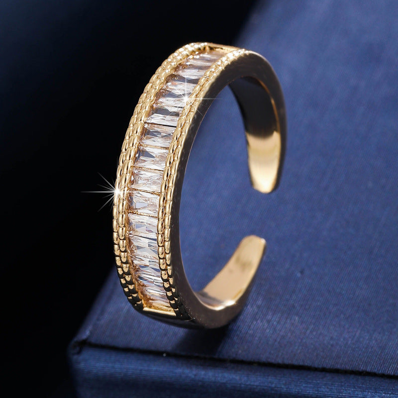 O-Shape Open Ring For Women In Gold Copper With Zircon Inlay