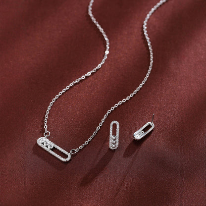 Women’s Jewelry Set Featuring Copper Paper Clip Chain With Zircon Inlay, Elegant And Stylish Design