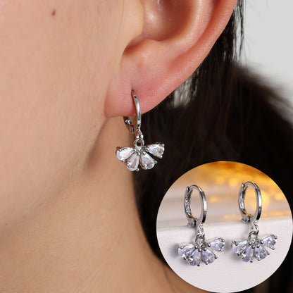 Gold Sector Drop Earrings For Women Featuring Copper Ear Pins And Zircon Inlay Material