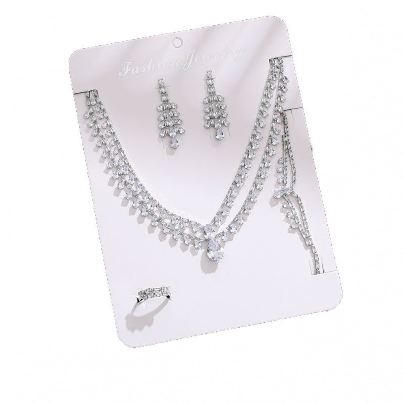 Peacock Tassel Jewelry Set For Women In Electroplated Copper With Zircon Inlay