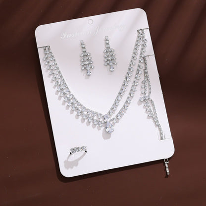 Peacock Tassel Jewelry Set For Women In Electroplated Copper With Zircon Inlay