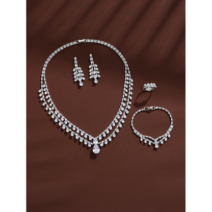 Peacock Tassel Jewelry Set For Women In Electroplated Copper With Zircon Inlay